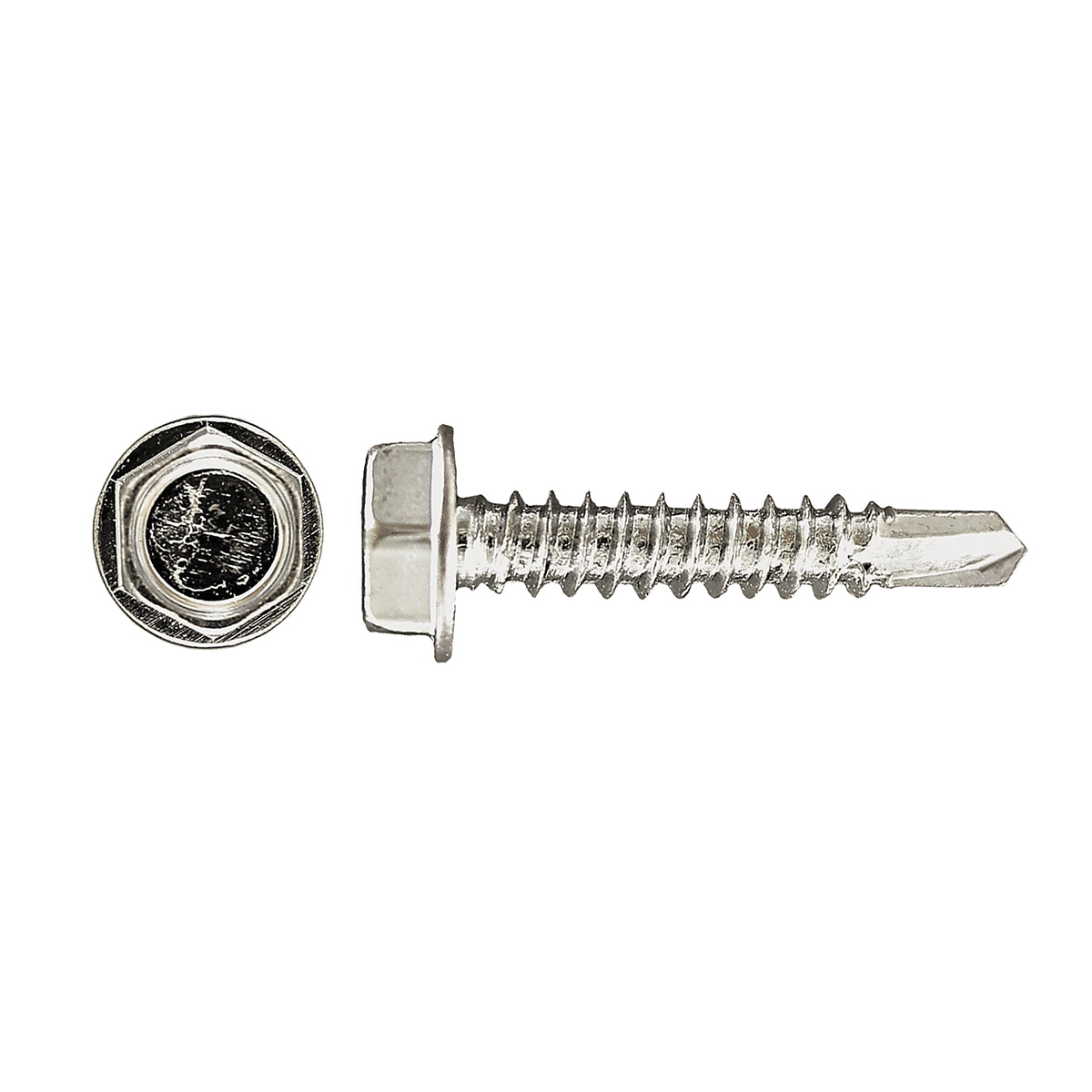 Paulin® DRILL-X® Papco® 232-087 Self-Drilling Tapping Screw, #12, 1 in OAL, Hex Washer Head, Steel, Zinc Plated, Drill Point