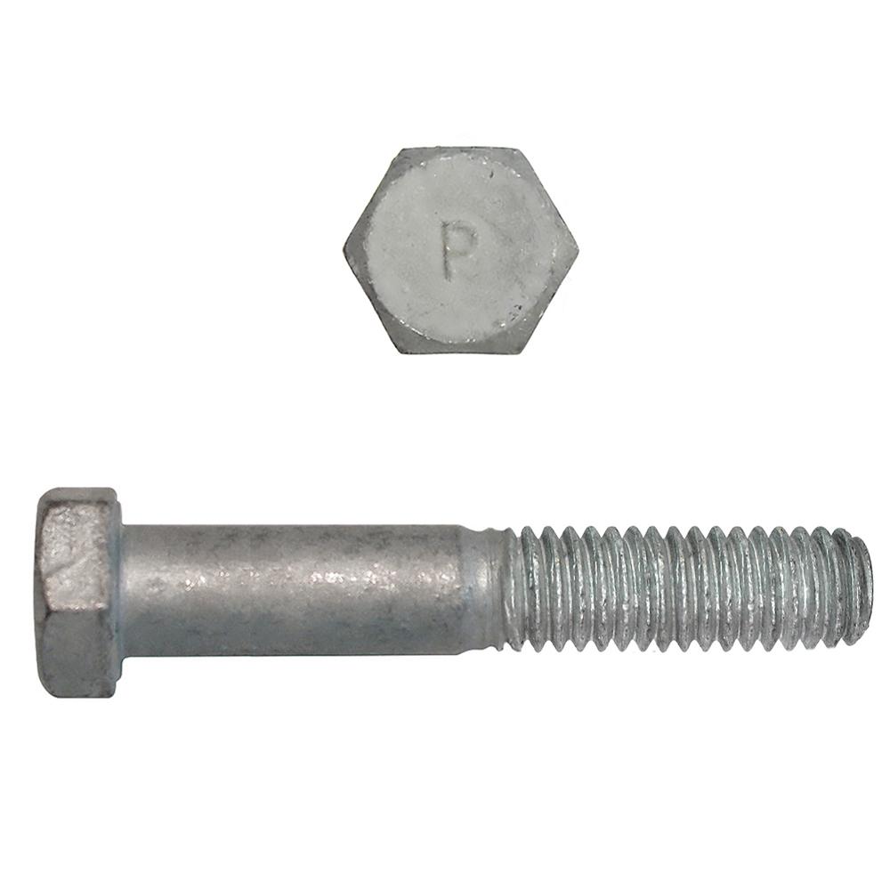 Paulin® Papco® 850-316 Partial Threaded Hex Head Cap Screw, 1/4 in, 2 in L Under Head, 2 Grade, Low Carbon Steel, Hot Dipped Galvanized
