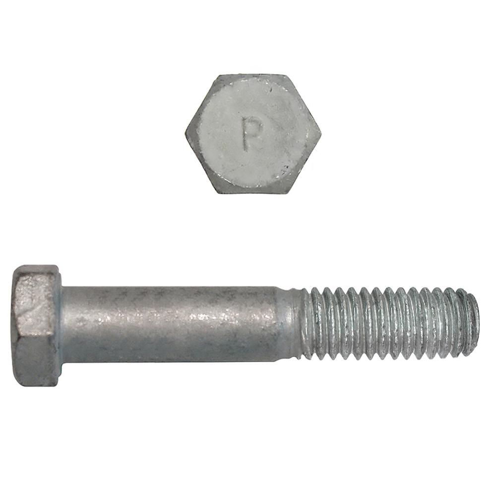 Paulin® Papco® 850-318 Partial Threaded Hex Head Cap Screw, 1/4 in, 2-1/2 in L Under Head, 2 Grade, Low Carbon Steel, Hot Dipped Galvanized
