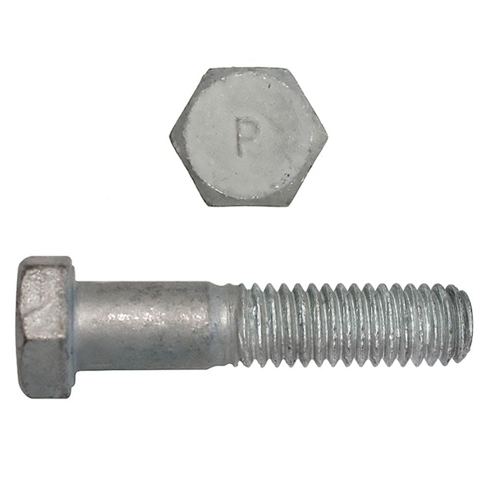 Paulin® Papco® 850-493 Partial Threaded Hex Head Cap Screw, 3/8 in, 1-1/2 in L Under Head, 2 Grade, Low Carbon Steel, Hot Dipped Galvanized