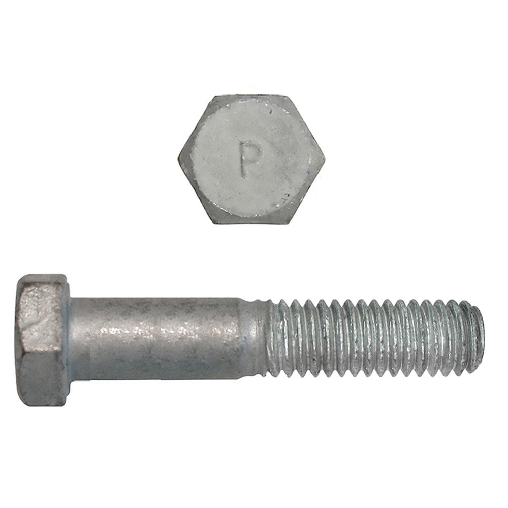 Paulin® Papco® 850-496 Partial Threaded Hex Head Cap Screw, 3/8 in, 2 in L Under Head, 2 Grade, Low Carbon Steel, Hot Dipped Galvanized