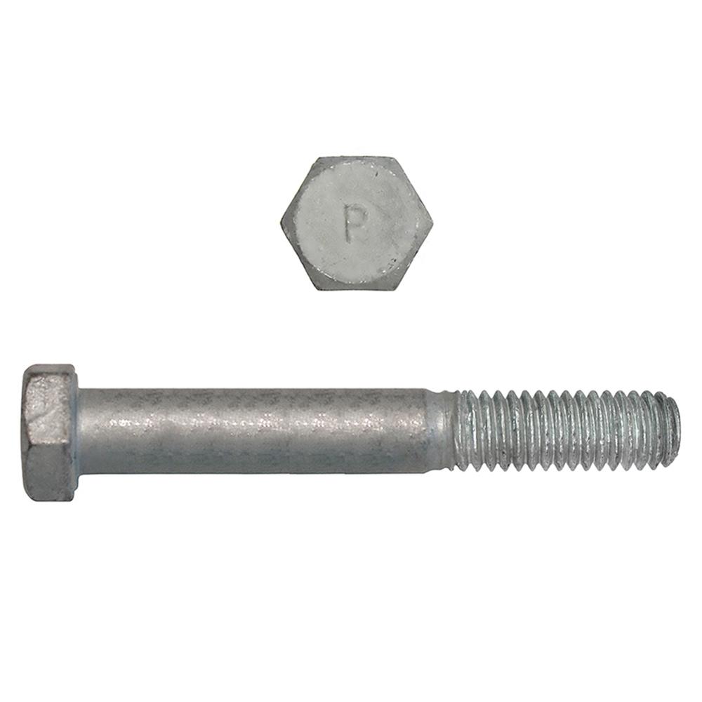 Paulin® Papco® 850-502 Partial Threaded Hex Head Cap Screw, 3/8 in, 3-1/2 in L Under Head, 2 Grade, Low Carbon Steel, Hot Dipped Galvanized