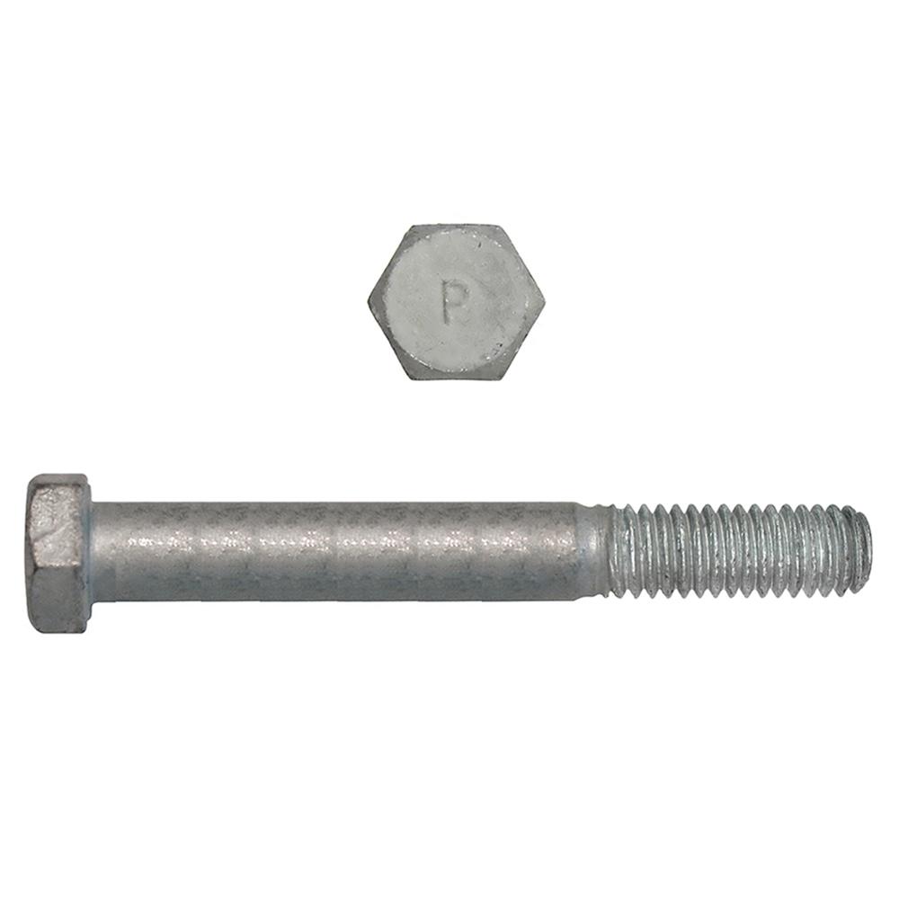 Paulin® Papco® 850-504 Partial Threaded Hex Head Cap Screw, 3/8 in, 4 in L Under Head, 2 Grade, Low Carbon Steel, Hot Dipped Galvanized