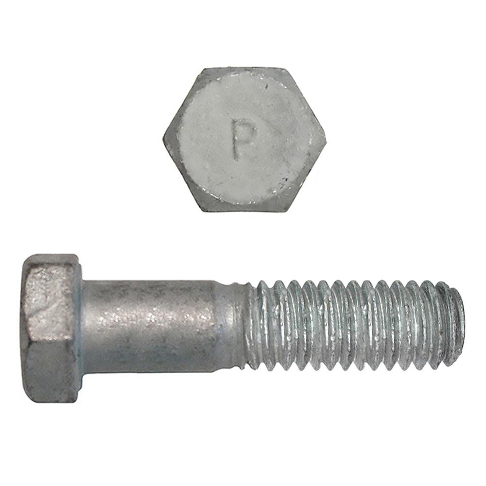 Paulin® Papco® 850-586 Partial Threaded Hex Head Cap Screw, 1/2 in, 2 in L Under Head, 2 Grade, Low Carbon Steel, Hot Dipped Galvanized