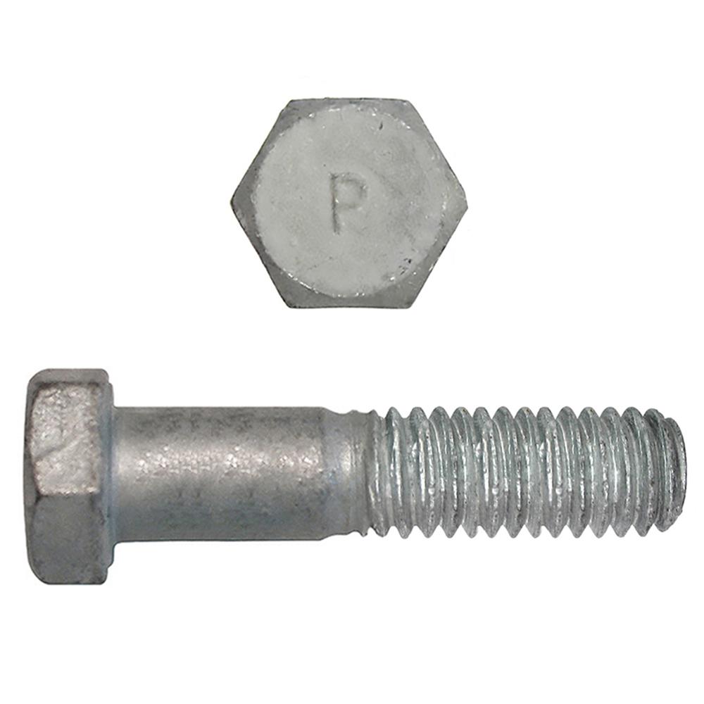 Paulin® Papco® 850-588 Partial Threaded Hex Head Cap Screw, 1/2 in, 2-1/2 in L Under Head, 2 Grade, Low Carbon Steel, Hot Dipped Galvanized