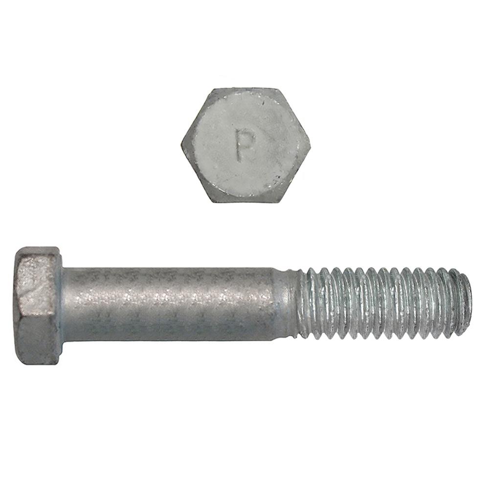 Paulin® Papco® 850-594 Partial Threaded Hex Head Cap Screw, 1/2 in, 4 in L Under Head, 2 Grade, Low Carbon Steel, Hot Dipped Galvanized