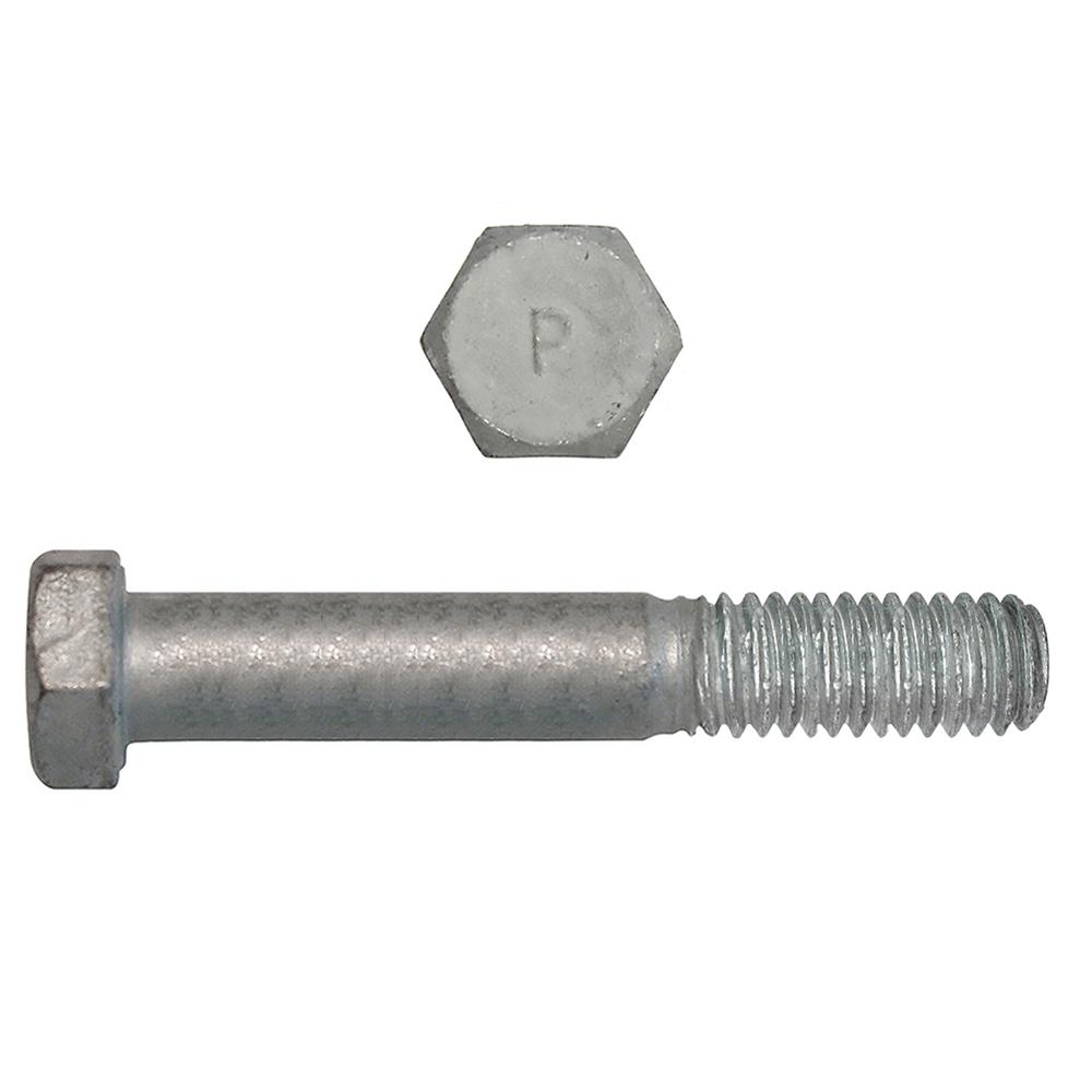 Paulin® Papco® 850-595 Partial Threaded Hex Head Cap Screw, 1/2 in, 4-1/2 in L Under Head, 2 Grade, Low Carbon Steel, Hot Dipped Galvanized