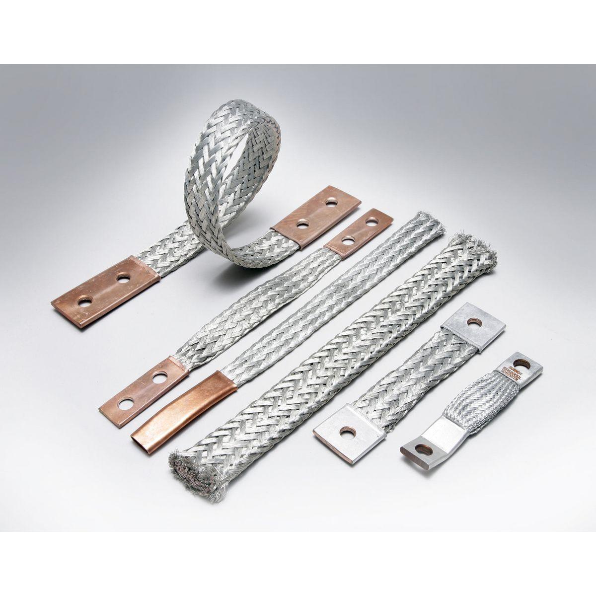 BURNDY® BD18N Type B Flexible Braid Jumper, 190/225 A, 3 in L Ferrule, 0.56 in Ferrule Hole, Copper