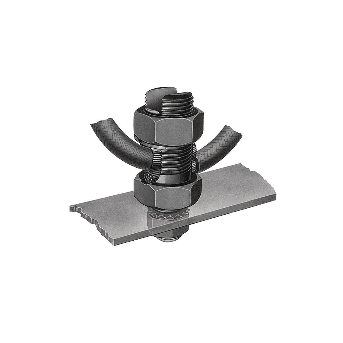 BURNDY® SERVIT® POST™ K2C31B1 Mechanical Grounding Connector, 2 Conductors, 1 AWG to 350 kcmil Conductor, 5/8-11 x 1-1/4 in Stud, Copper, Unplated