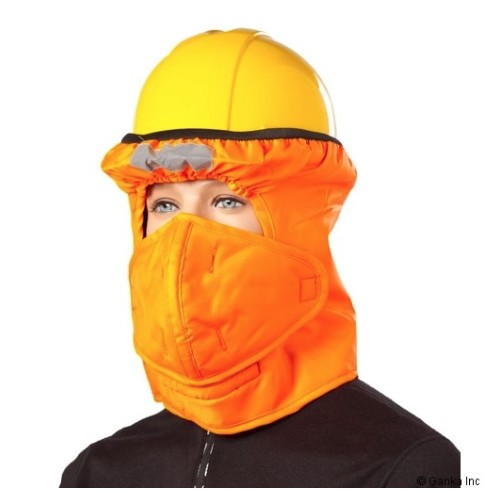 Ganka® 70-WH-25-OR Men's High-Visibility Orange Polyamide Winter Hard Hat Liner with Face Mask