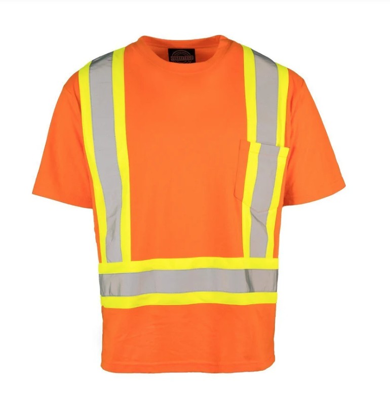 Forcefield® 022-TCCBEOR Ultracool Poly/Cotton Crew Neck Short Sleeve Safety Tee Shirt with Chest Pocket Orange