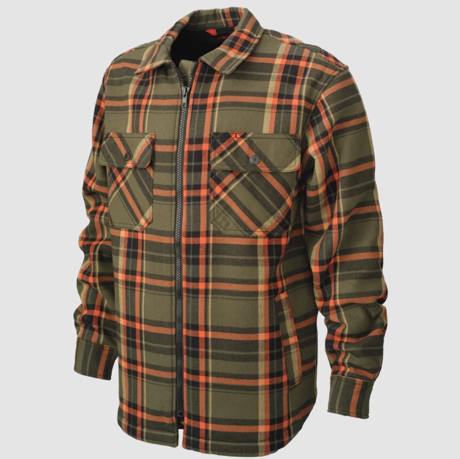 Tough Duck® WS15-OLRT Sherpa-Bonded Flannel Jac-Shirt Olive/Rust Plaid