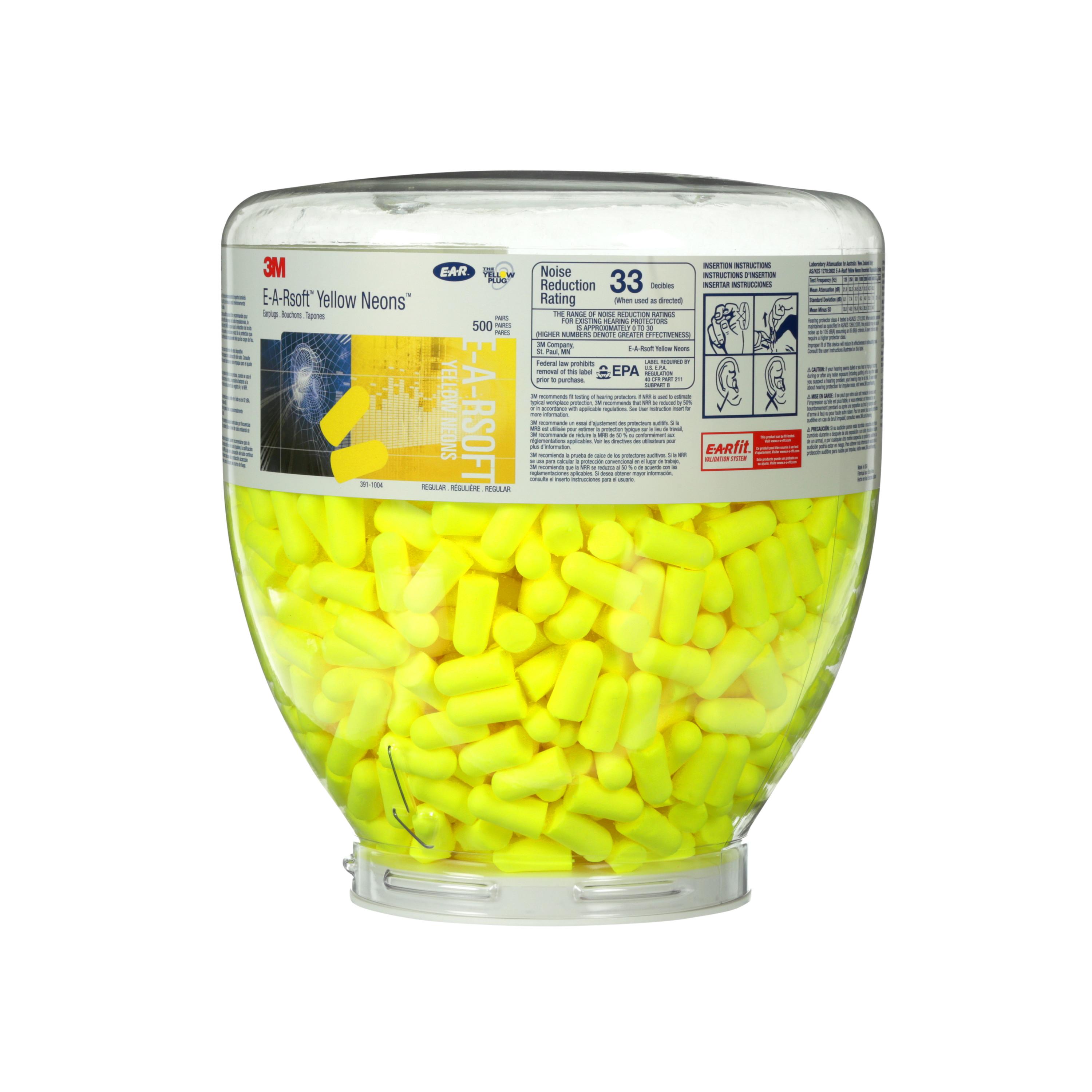 3M™ 7000002305 391-1004 Refill Bottle Ear Plug, 33 dB Noise Reduction, Tapered Shape, Uncorded Design