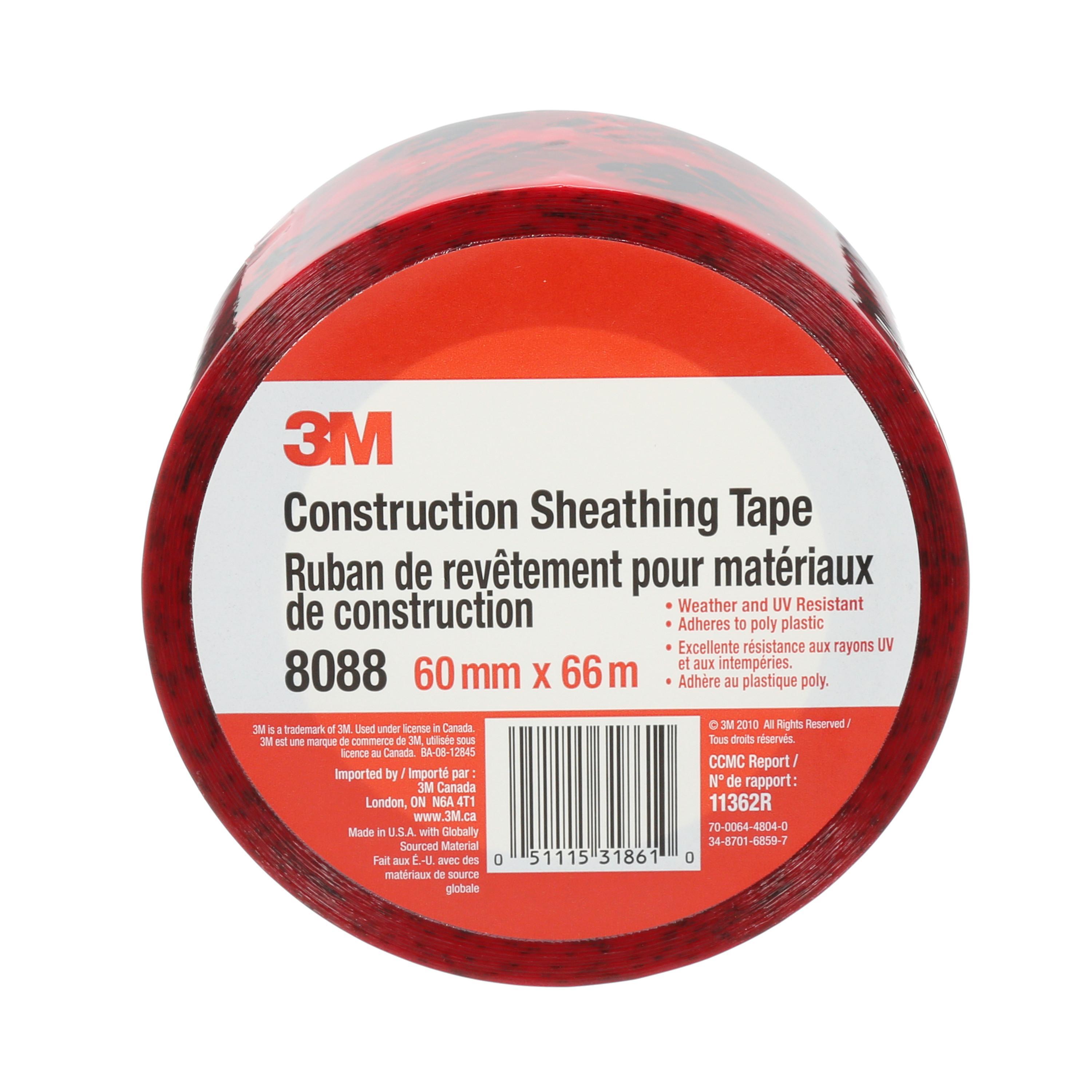 3M™ 7000124371 8088 Sheathing Tape, 72.18 yd L 2.36 in W, Red