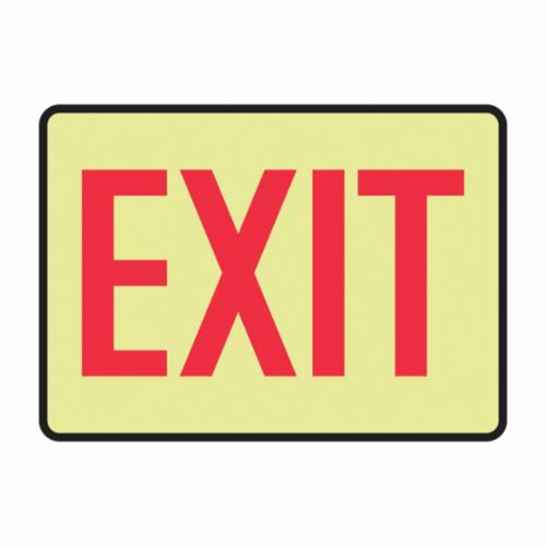 Accuform® MADC500GP Rectangle Exit and Entry Sign, 7 in H x 10 in W, Red/Glow, Lumi-Glow™ Plastic, Fastened Mount