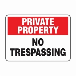 Accuform® MATR962VA Security Sign, PRIVATE PROPERTY, 7 in H x 10 in W, Black on White Sign/White on Red Header, Aluminum, Fastened Mount