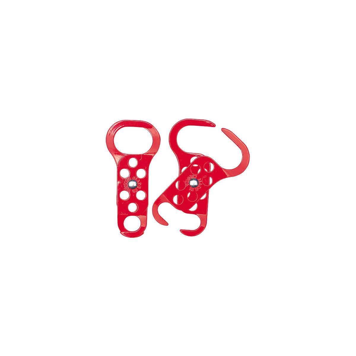 Brady® 236919 Dual Jaw Stubby Lockout Hasp, 6 Padlocks, 3/8 in Max Dia Padlock Shackle, Powder Coated Steel
