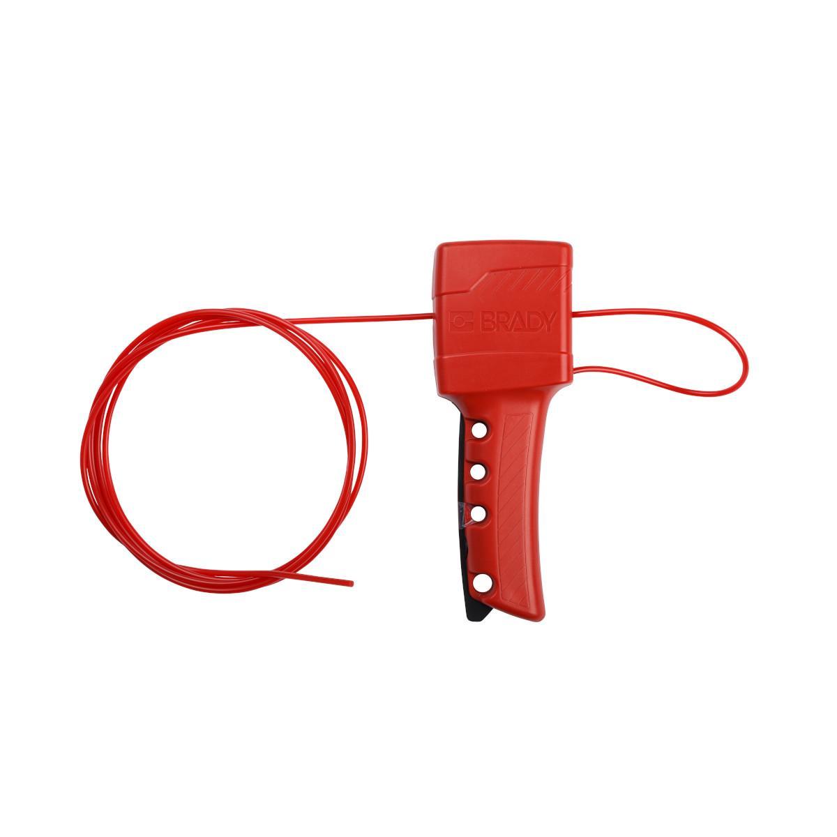 Brady® 50941 All Purpose Cable Lockout, 1/8 in Dia x 8 ft L Nylon Cable, 4 Padlocks, Red, 9/32 in Dia Max Padlock Shackle, Glass Filled Nylon Body, OSHA 1910.147