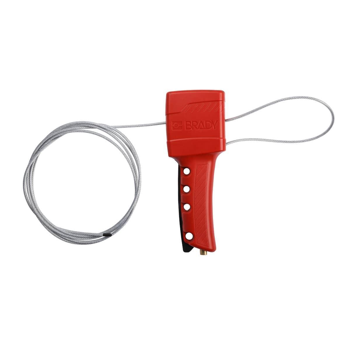 Brady® 50943 All Purpose Cable Lockout, 3/16 in Dia 8 ft L Vinyl Coated Steel Cable, 4 Padlocks, Red, 9/32 in Dia Max Padlock Shackle, Glass Filled Nylon Body, OSHA 1910.147