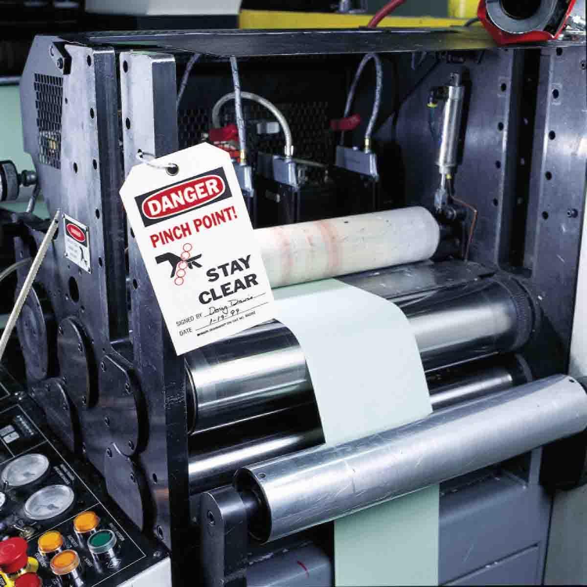 Brady® 66066 Rectangular Self-Laminating Lockout Tag, 5-3/4 in H 3 in W, 3/8 in Hole, B-851 Polyester