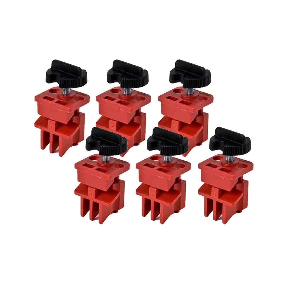Brady® 66320 Clamp-On Electrical Risk Multi-Pole Universal Circuit Breaker Switch Lockout Device With Tie-Bar, For Use With 2/3-Pole Circuit Breaker, 1 Padlocks, 0.28 in Dia Max Padlock Shackle, Nylon/LOTO-39 Polypropylene, Red