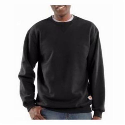 Carhartt® K124-BLK Mid Weight Original Fit Solid Unlined Crew Neck Sweatshirt, Men's, Black, 50% Cotton/50% Polyester Blend/55% Cotton/45% Polyester Heather Gray Fiber