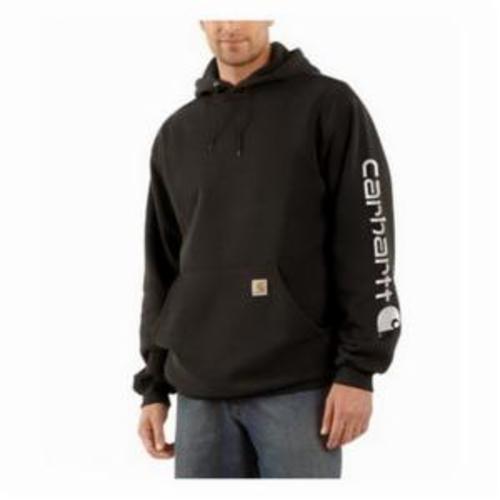 Carhartt® K288-BLK K288 Graphic Mid Weight Original Fit Unlined Sweatshirt With Signature Logo and Pullover Hood, Men's, Black, 50% Cotton/50% Polyester Blend/70% Cotton/30% Polyester Heather Gray Fiber