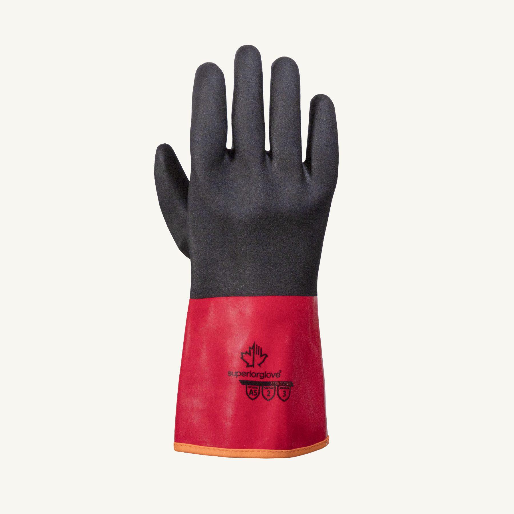 Superior Glove™ S15KGV30N Chemstop™ Reliable Gloves, Black, Engineered Yarn Blend Lining, Resists: Abrasion/Cut/Puncture/Heat/Oil, Gauntlet Cuff, 15 ga THK
