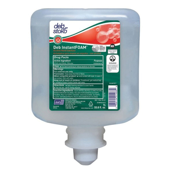 Deb® InstantFOAM® IFS1L Hand Sanitizer, 1 L Nominal, Cartridge Package, Alcohol Odor/Scent