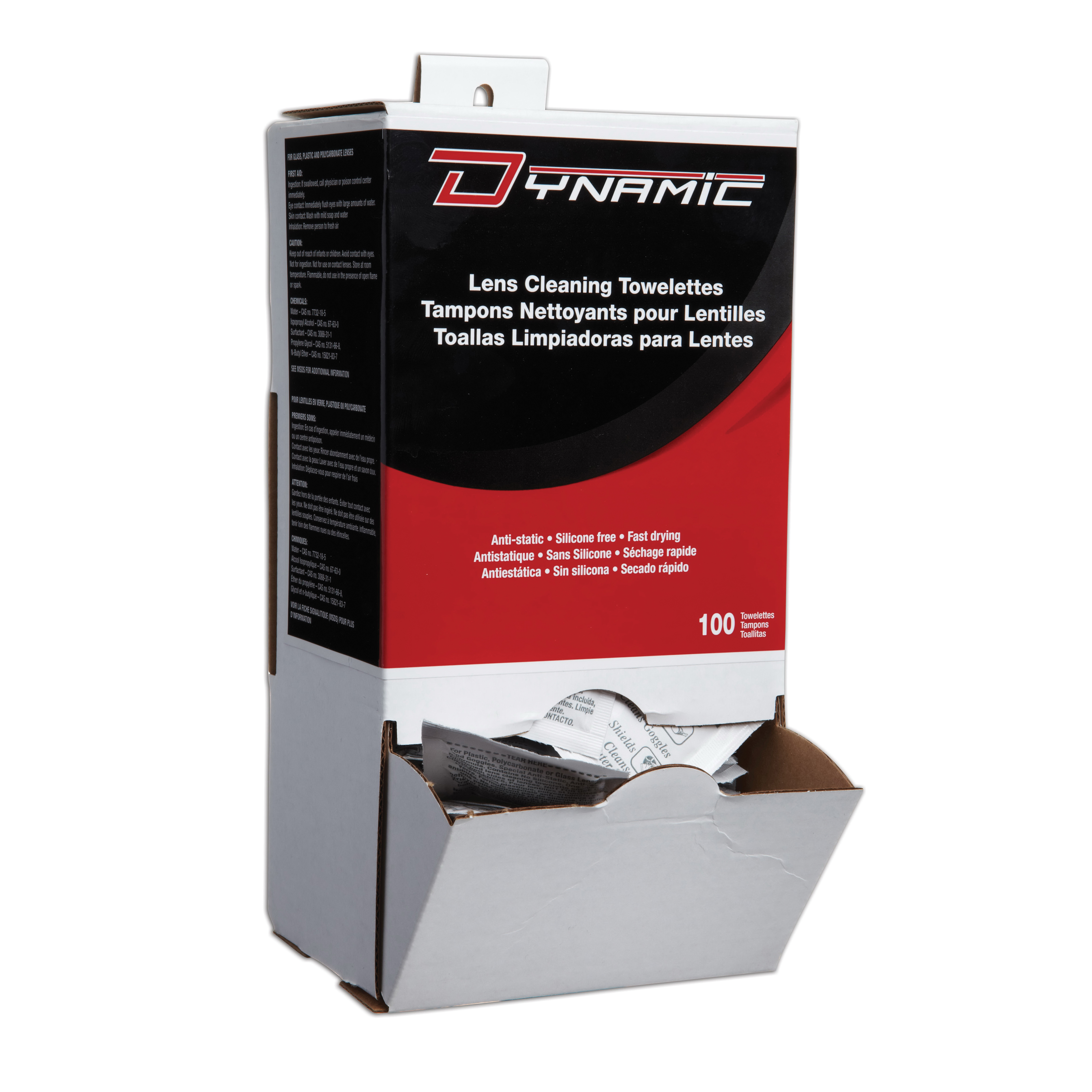 Dynamic™ EP19 Fast Drying Silicone-Free Lens Cleaning Towelette, 100 Tissue, For Use With Lens