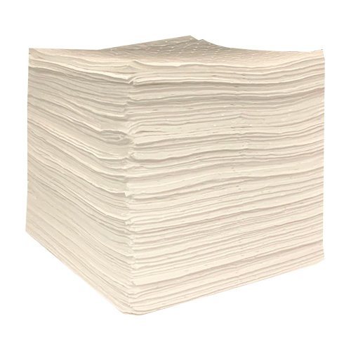 Essentials O1PH100 Bonded Heavyweight Perforated Sorbent Pad, 18 in L x 15 in W x 1 ply THK, 18 gal Absorption, Meltblown Polypropylene