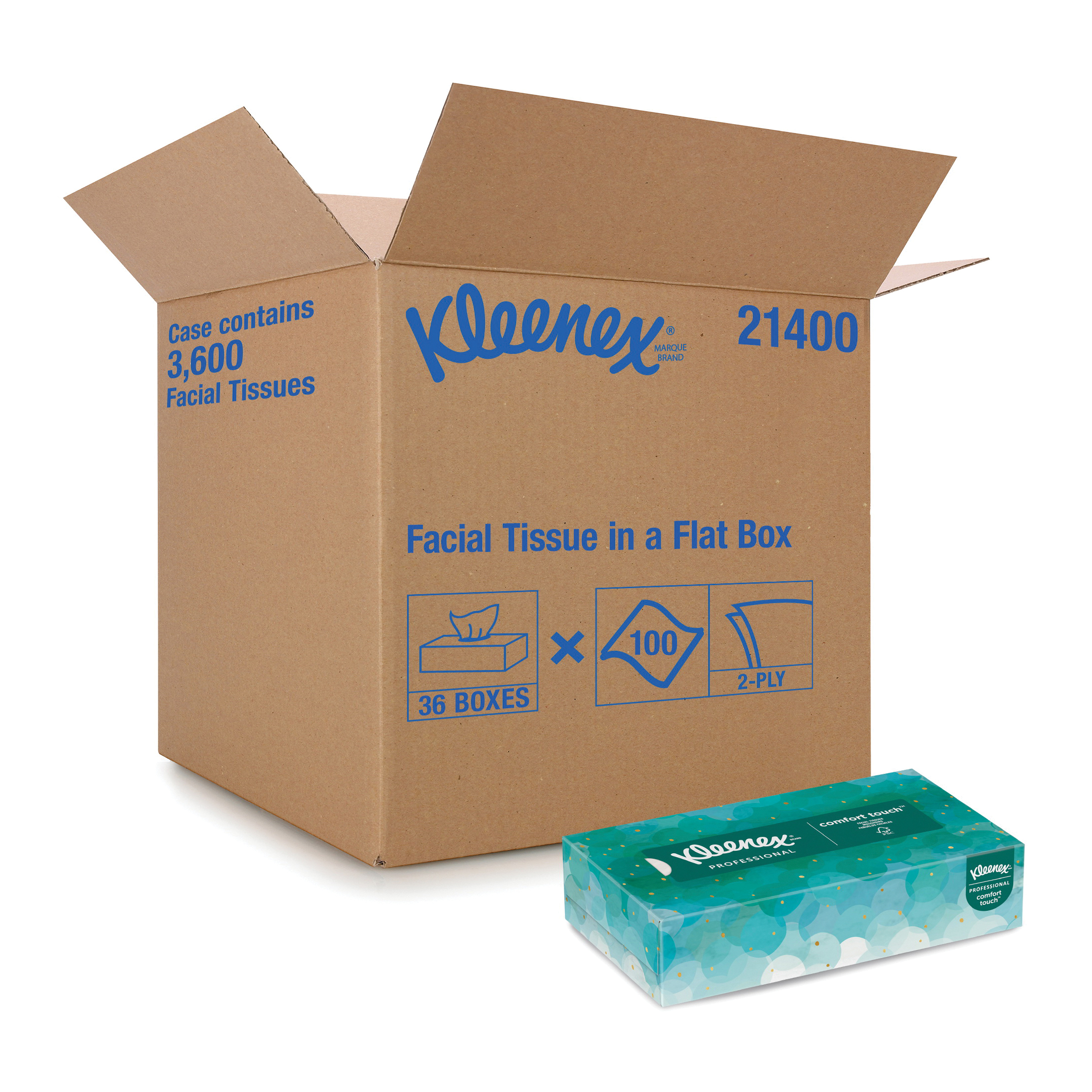 Kleenex® 21400 Facial Tissue, Paper, White