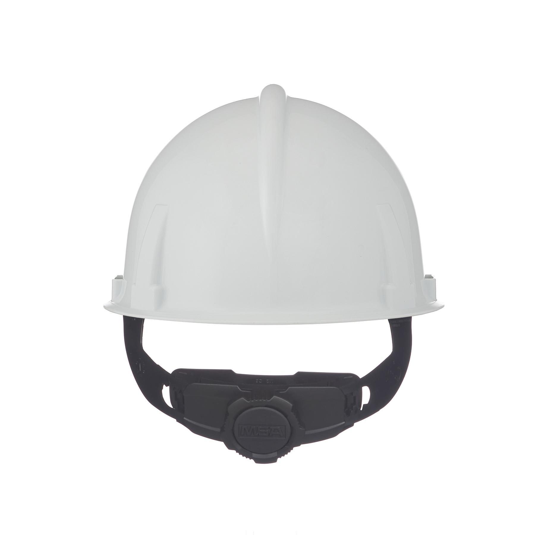 MSA Topgard® 475385 Cap Style Hard Hat, 6-1/2 Fits Mini Hat, 8 Fits Max Hat, Polycarbonate, 4-Point Fas-Trac® III Suspension, ANSI Electrical Class Rating: Class E, ANSI Impact Rating: Type I, Ratchet Adjustment