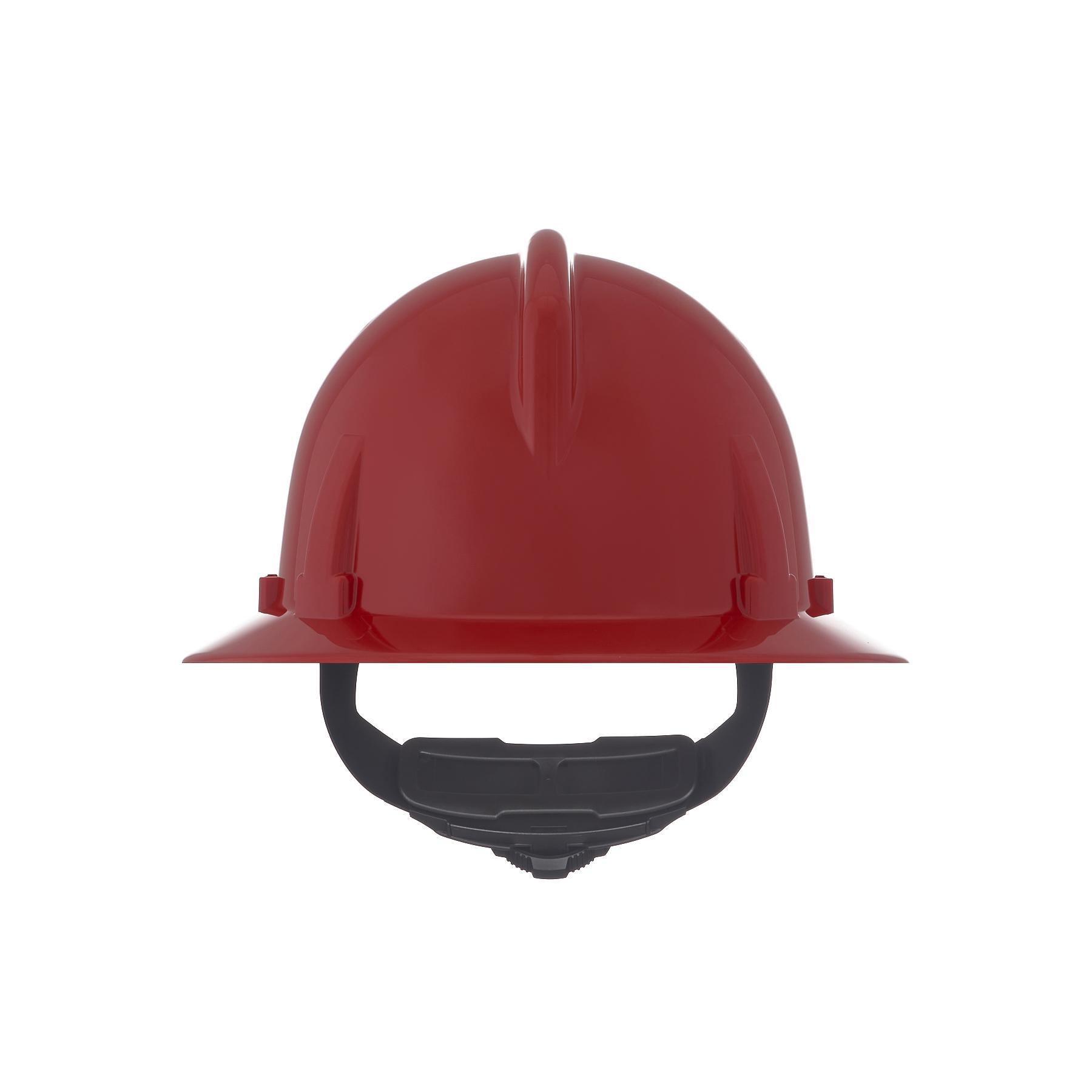 MSA Topgard® 475392 Full Brim Non-Vented Hard Hat, 6-1/2 Fits Mini Hat, 8 Fits Max Hat, Polycarbonate, 4-Point Fas-Trac® III Suspension, ANSI Electrical Class Rating: Class E, ANSI Impact Rating: Type I, Ratchet Adjustment
