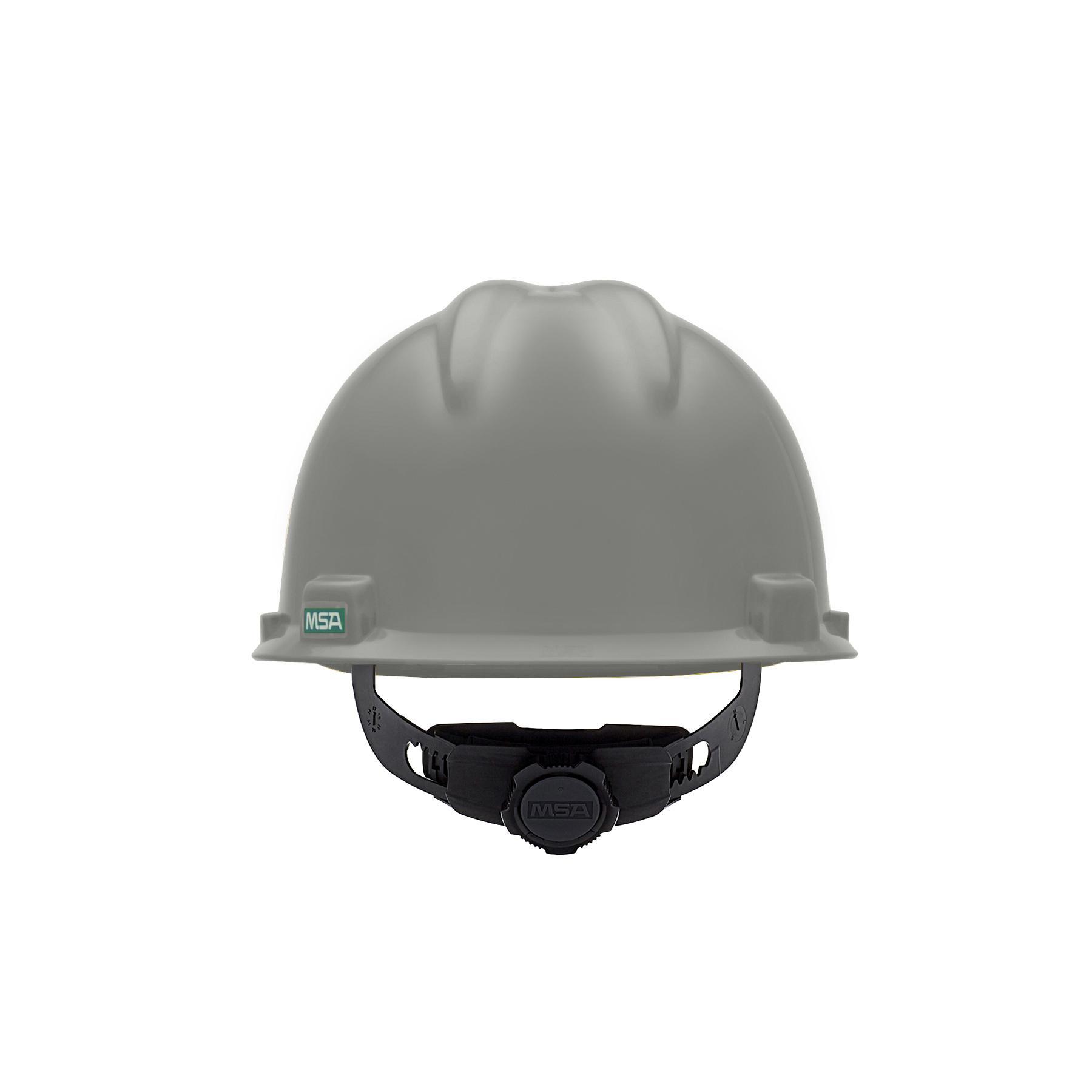 MSA V-Gard® 495855 Cap Style Hard Hat, 6-1/2 Fits Mini Hat, 8 Fits Max Hat, Polyethylene, Fas-Trac® III Suspension, ANSI Electrical Class Rating: Class E, ANSI Impact Rating: Type I, Ratchet Adjustment