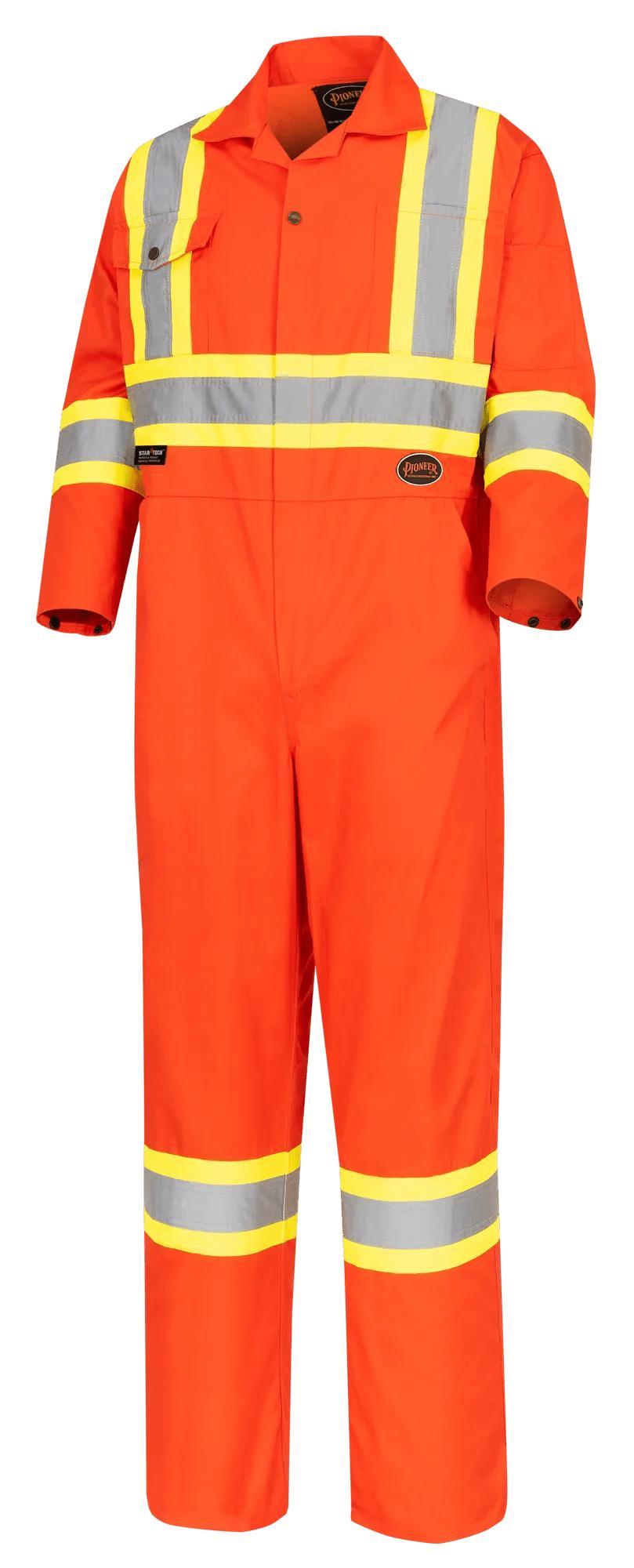 PIONEER® V202051T-62 Tall Safety Coverall, Men's, SZ 62, Orange, Poly/Cotton