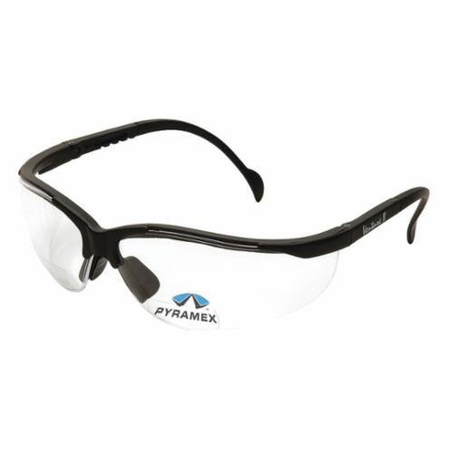 Pyramex® SB1810R10 Bi-Focal Lens Safety Reading Glasses, +1 Diopter, Clear Lens, Black, Nylon/Polycarbonate Frame, Polycarbonate Lens, Yes UV Protection, ANSI Z87.1+, CE EN166 c SEI CAN/CSA Z94.3-15, MIL-PRF 32432