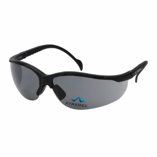 Pyramex® SB1820R15 Bi-Focal Lens Safety Reading Glasses, +1.5 Diopter, Gray Lens, Black, Nylon/Polycarbonate Frame, Polycarbonate Lens, Yes UV Protection, ANSI Z87.1+, CE EN166 c SEI CAN/CSA Z94.3-15, MIL-PRF 32432