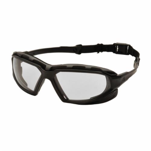 Pyramex® SBG5010DT Safety Eyewear, Anti-Fog, Clear Lens, Wrap Around Frame, Black/Gray, Nylon/Foam Lined Frame, Polycarbonate Lens, ANSI Z87.1, CAN/CSA Z94.3-07