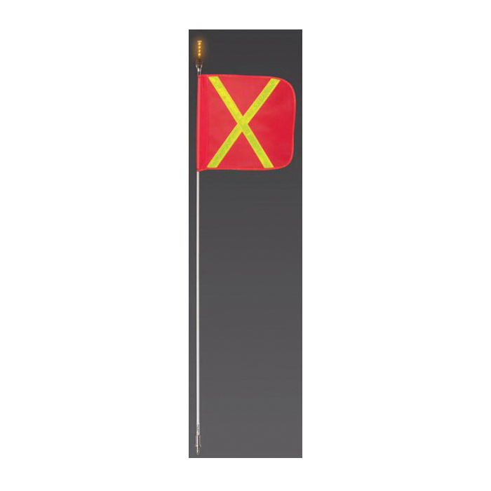 SafetyWhips USA® SW05QD-X 1-Piece Heavy Duty Powered Quick-Disconnect Warning Whip With AL8CA Light Head, 16 in W x 16 in H Flag, 5 ft OAH, Fiberglass