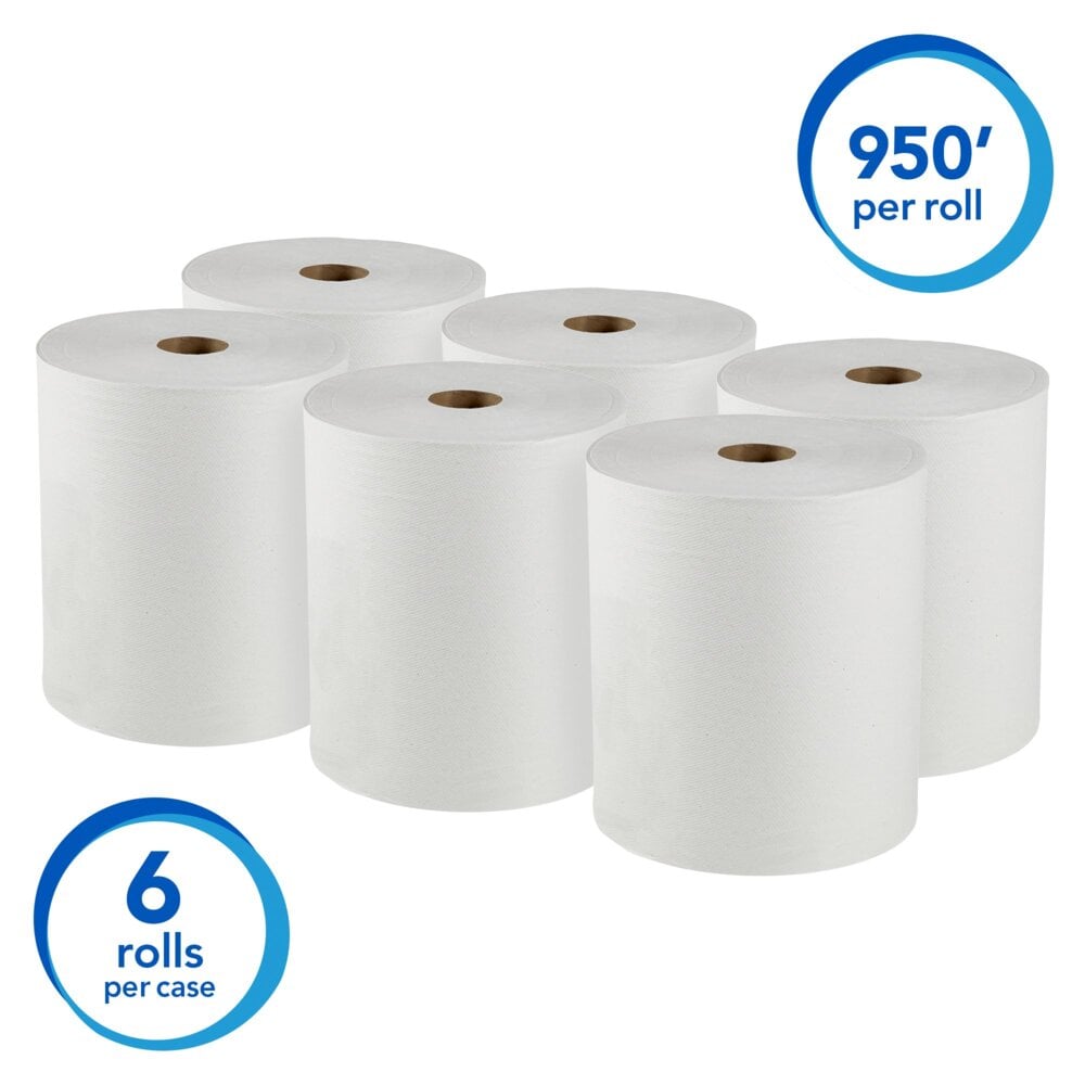 Scott® 02000 Essential™ High Capacity Hard Roll Towel, 1 Plys, Paper, White, 8 in W