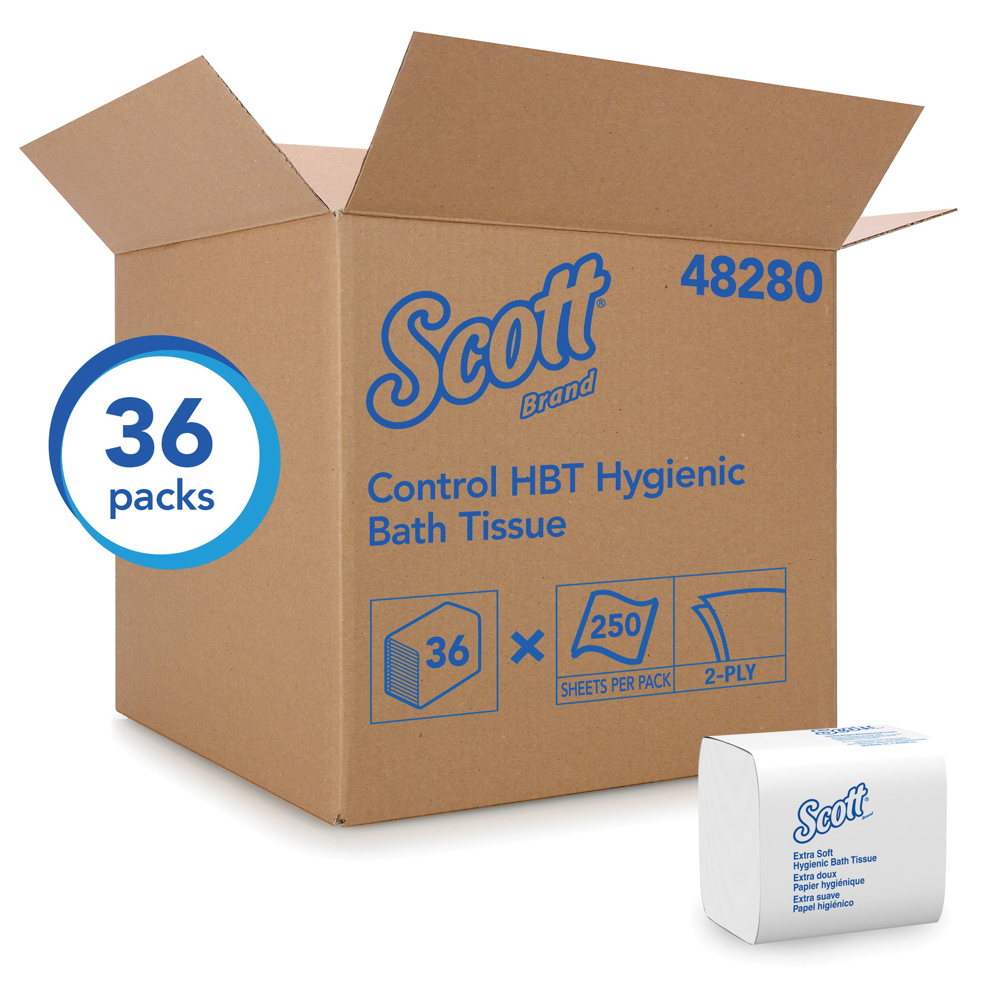 Scott® 48280 Hygienic Bathroom Tissue, Recycled Fiber, White