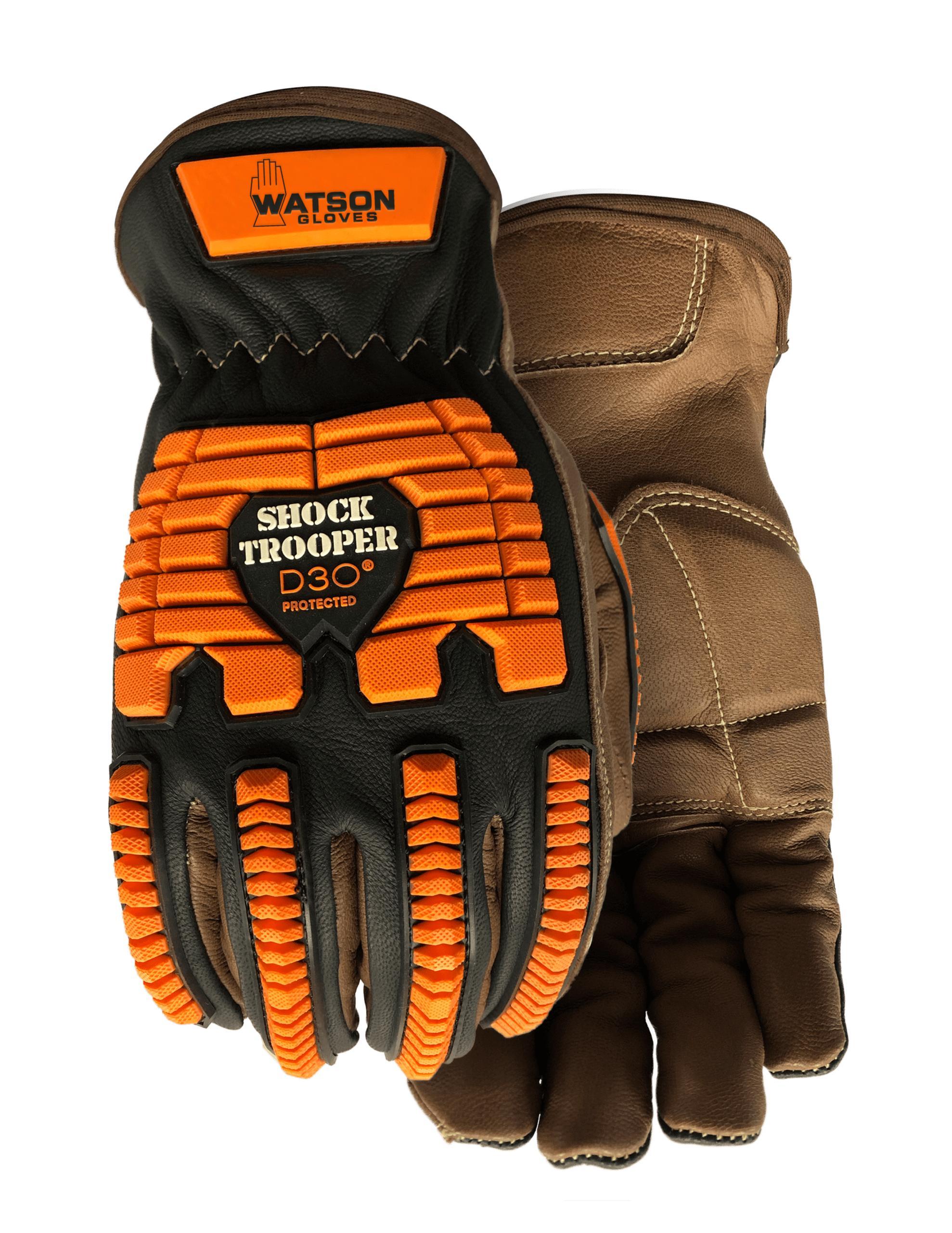 Shock Trooper 5785 High Performance Anti-Vibration Gloves, EVA Foam/Full Grain Goatskin Leather, Slip-On Cuff, ANSI Cut-Resistance Level: A7