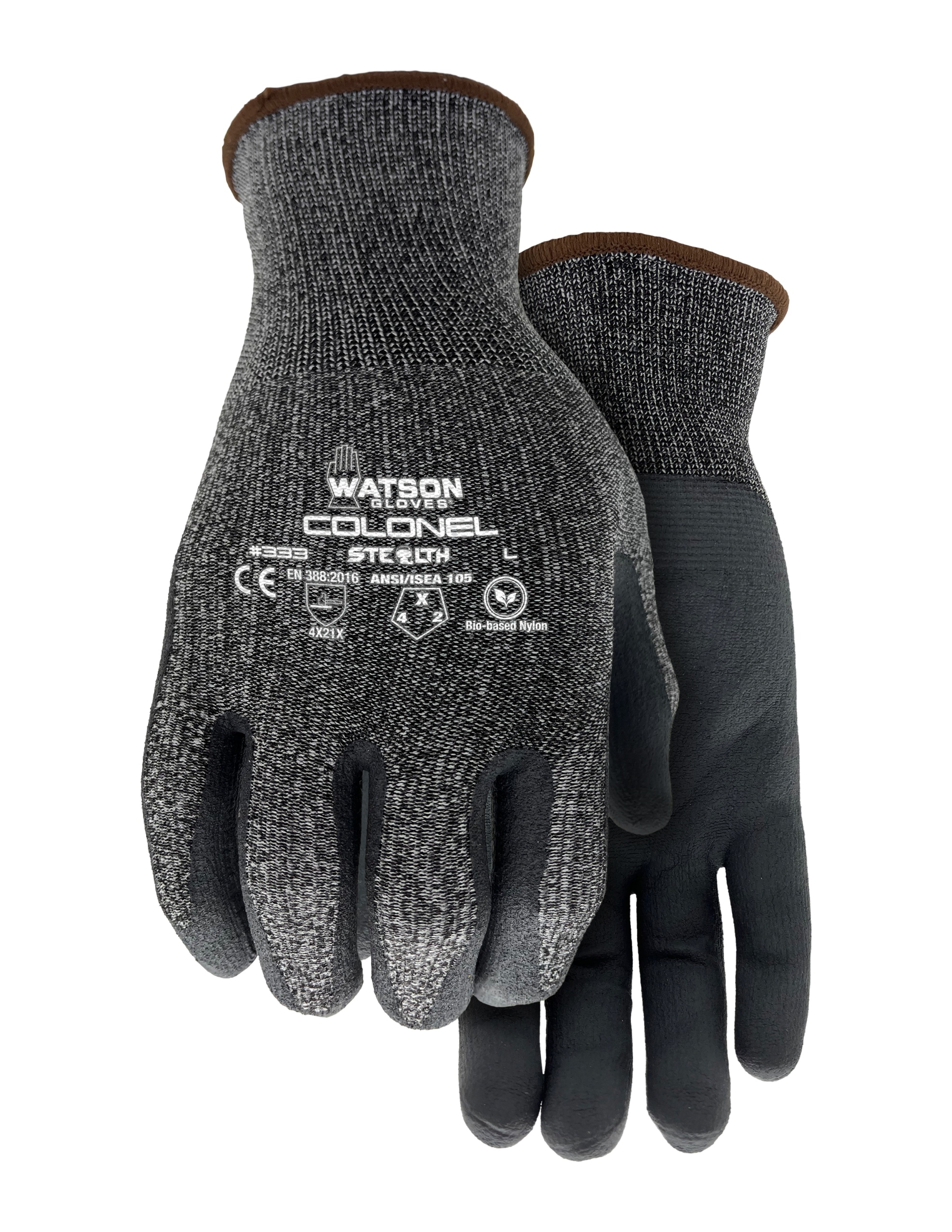 Stealth 333 Gloves, Molecular Foam Nitrile Palm, Nylon, Black, Nitirile Coating