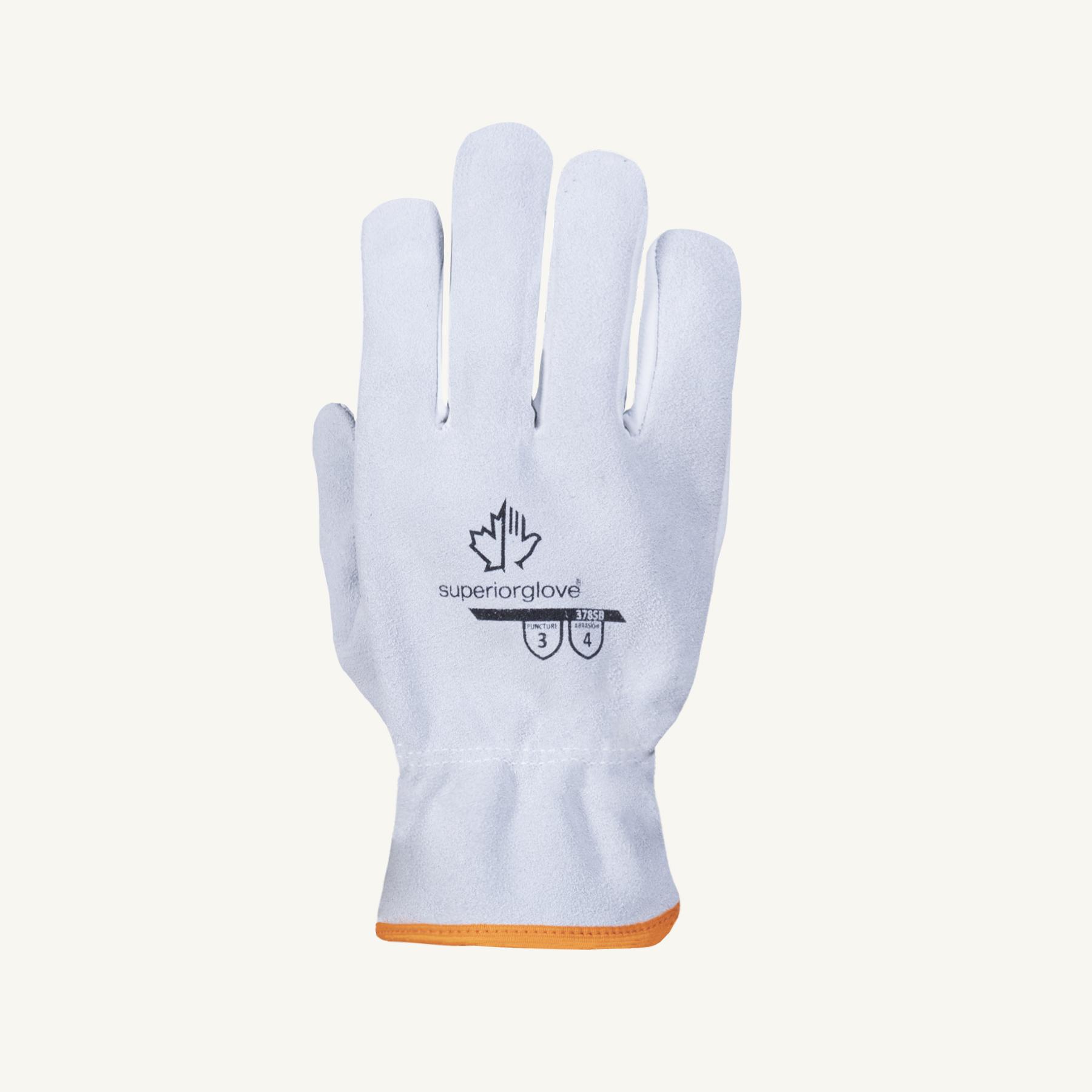 Superior Glove™ 378SB Endura® Gloves, Cowhide Leather, White, Safety Cuff