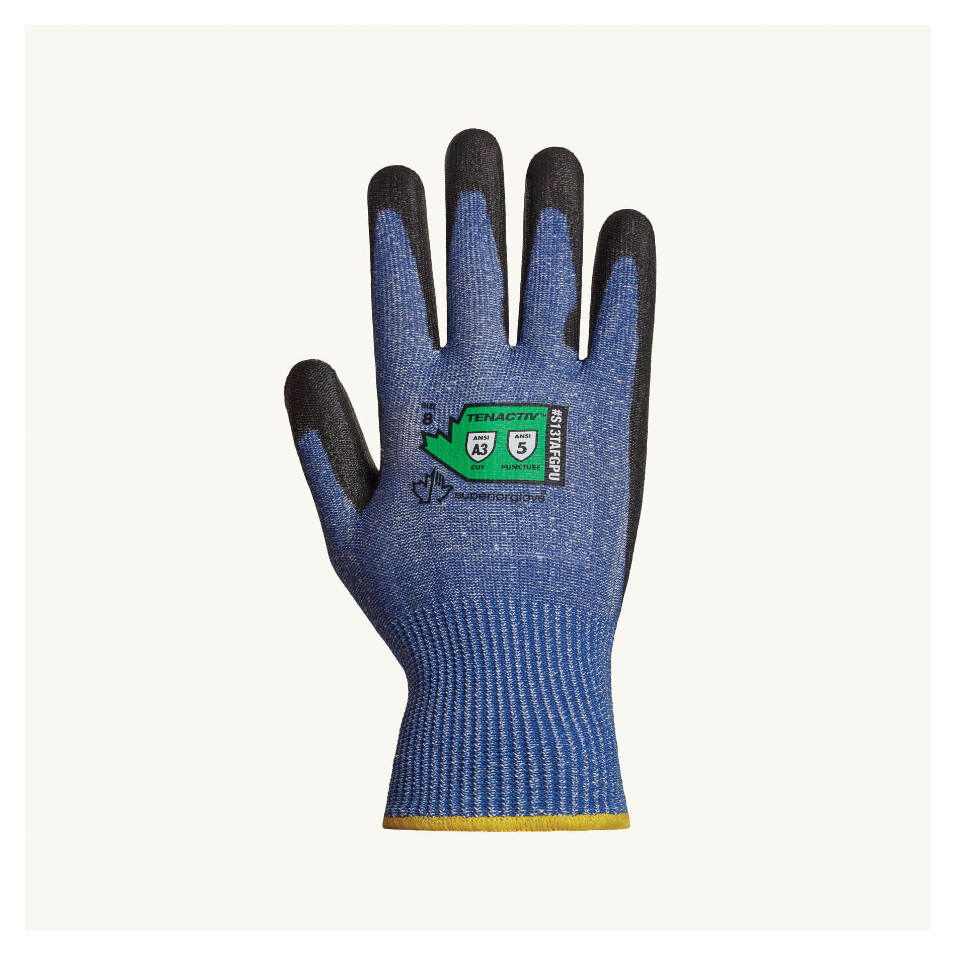 Superior Glove™ S13TAFGPU TenActiv™ Cut-Resistant Gloves, 13 ga Continuous Filament Yarn, Knit Wrist Cuff, Resists: Cut/Puncture, ANSI Cut-Resistance Level: A3, ANSI Puncture-Resistance Level: 5