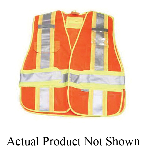 Tuff Grade TGVEST-001 Dual Strip Safety Vest, Universal, Orange, Polyester, Hook and Loop Closure, ANSI/ISEA 107-2004