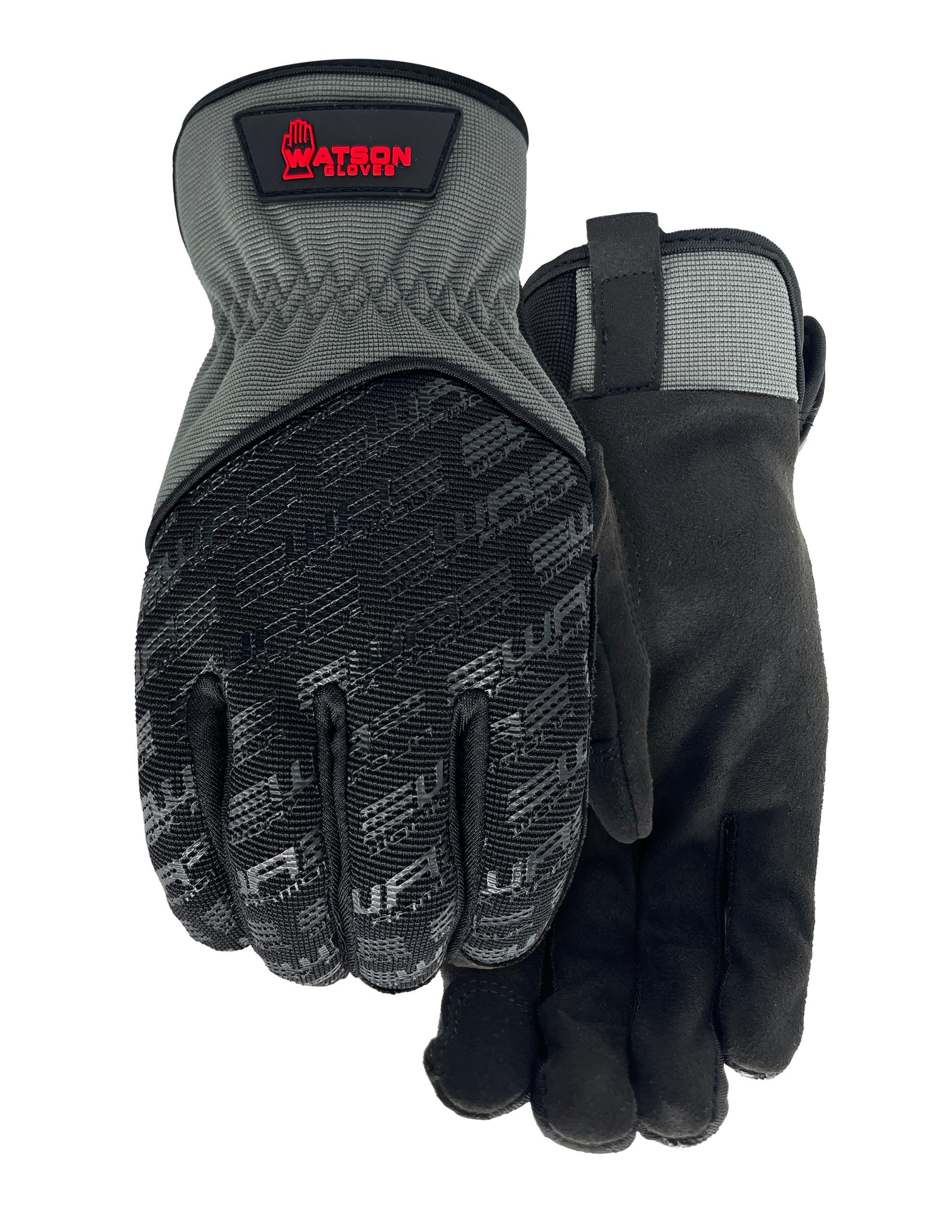 Watson 009 Multi Purpose Mechanic's Gloves, Touchscreen Style, Microfiber Palm, Spandex, Black, Slip-On Cuff, Resists: Oil, Abrasion, Puncture