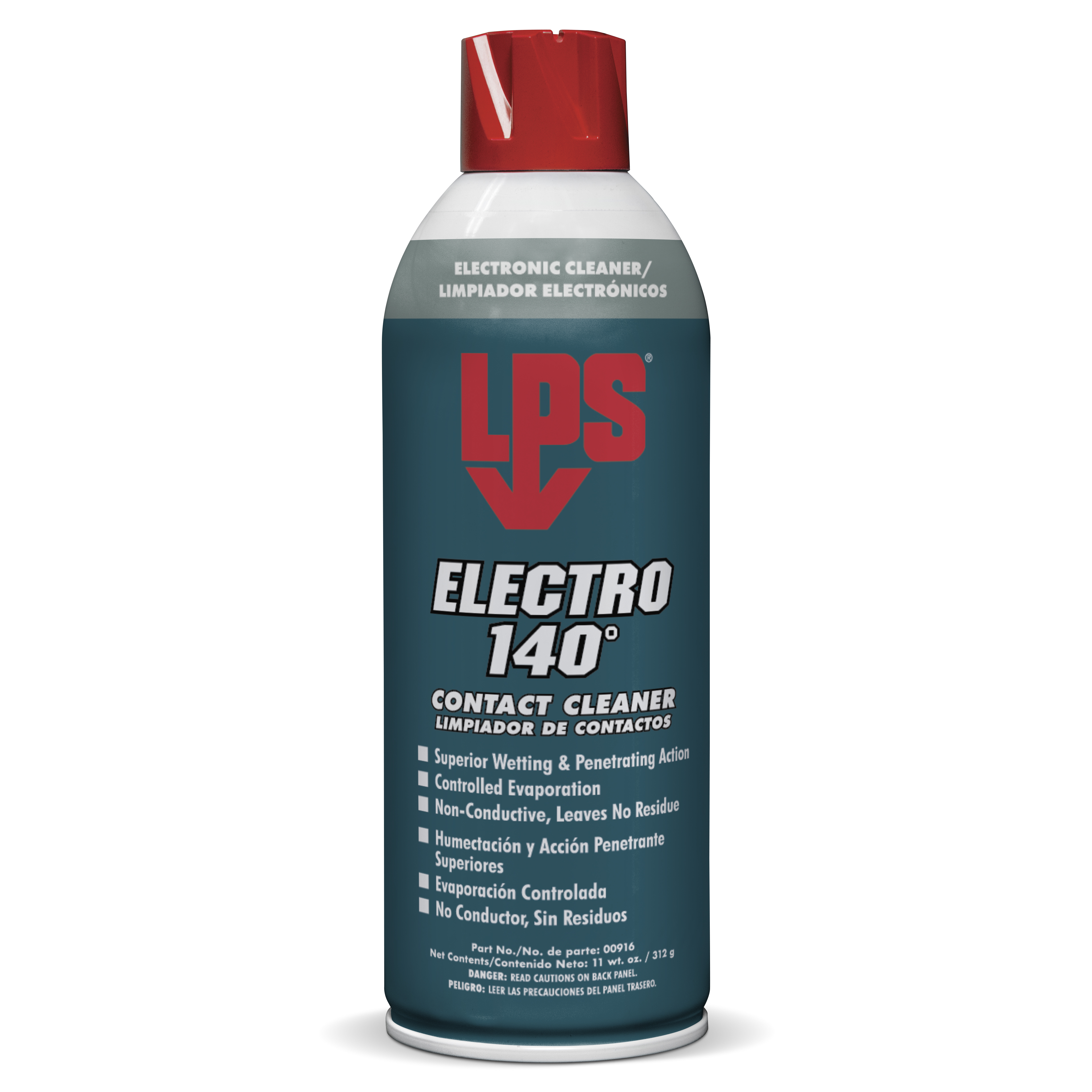 LPS® 00916 Electro 140 deg Contact Cleaner, 16 oz Aerosol Can, Liquid, Clear Glass, Ether/Mild