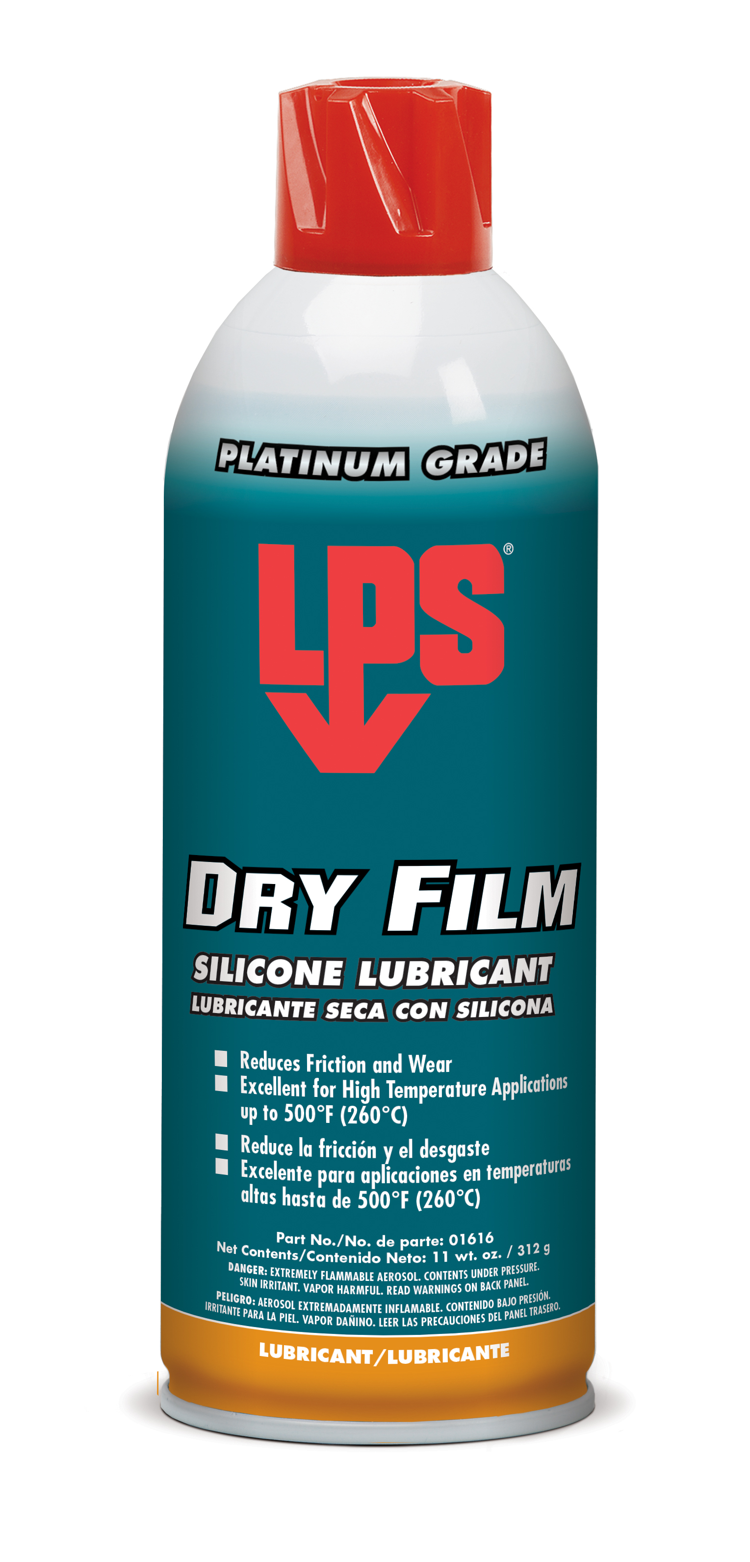 LPS® 01616 Non-Flammable Silicone Lubricant, 16 oz Aerosol Can, Liquid Form, Clear Glass, -40 to 500 deg F